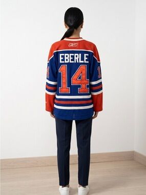 Edmonton Oilers Reebok Blue and Orange Eberle #14 Hockey Jersey